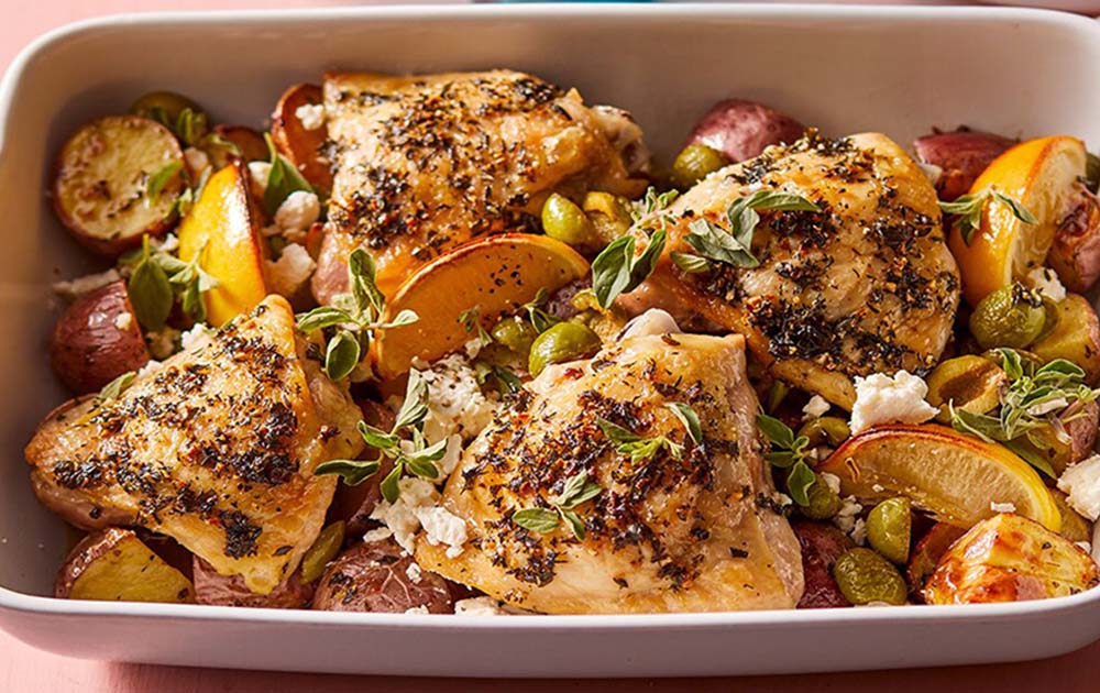 Chicken with potatoes and olives