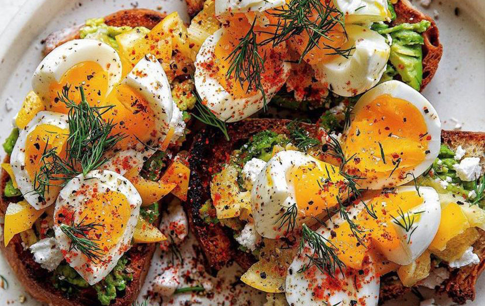 Avocado toast with eggs