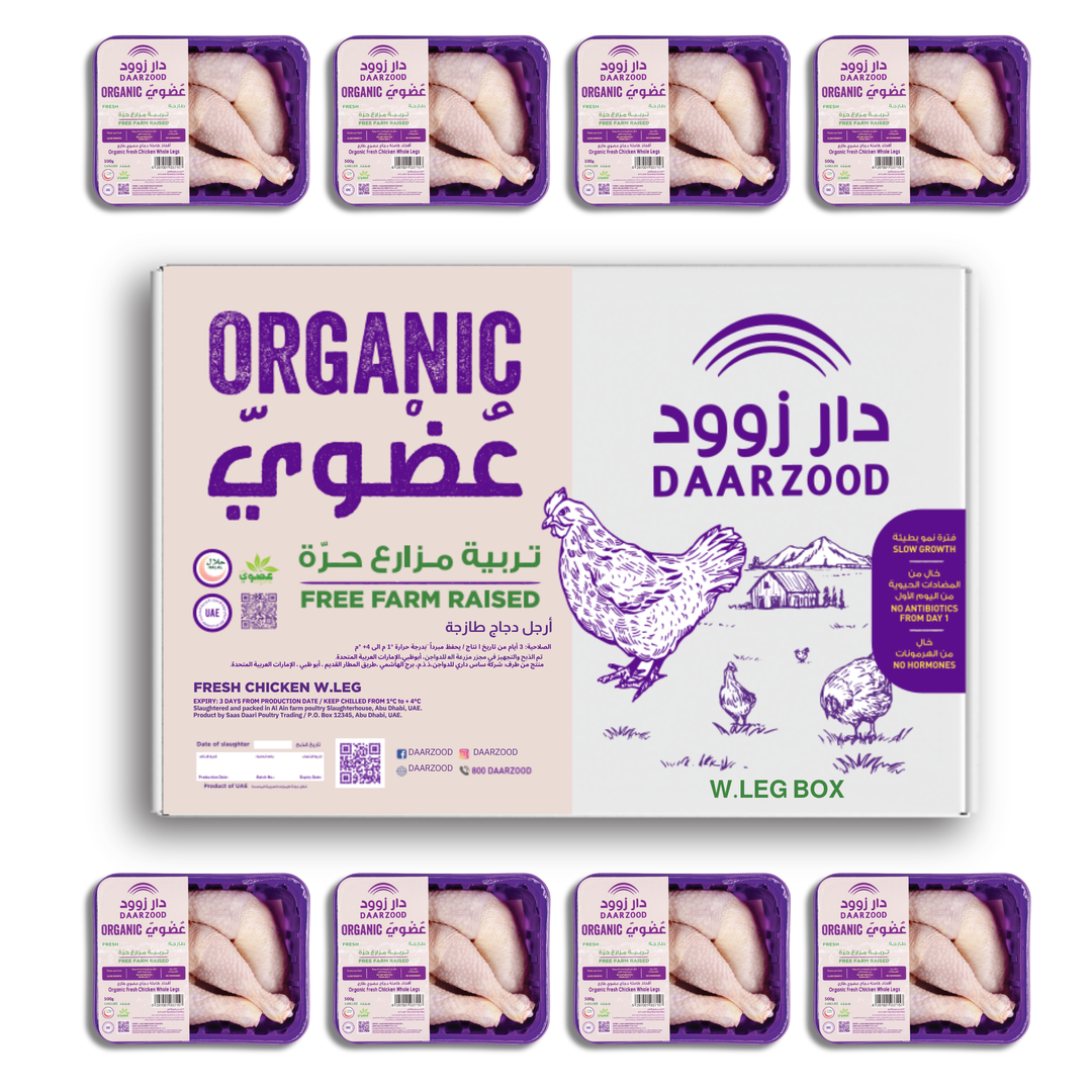 Organic Chicken Whole Leg – 8-Tray Pack Box